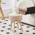 Cpintltr Footstool Ottoman Round Natural Seagrass Foot Stool Pouf Ottomans with Solid Wood Legs Hand Weave Footrest Step Stool for Living Room Bedroom Balcony Garden Natural - color: Natural