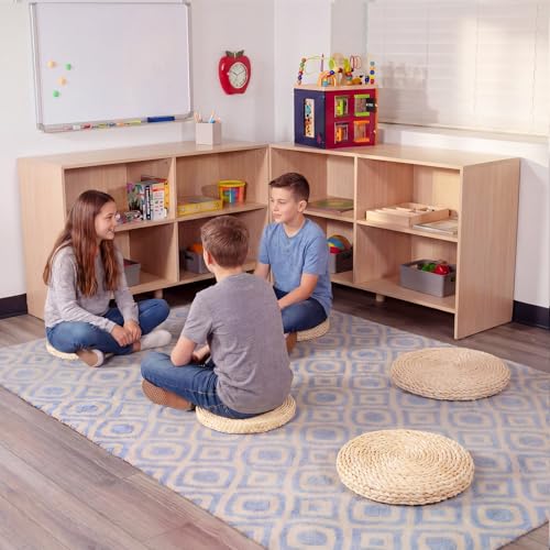Lineshading 4 Pcs 12 Inch Boho Floor Cushions Classroom Decorations Extra Thick Cattail Grass Corn Double-Layer Flexible Seat Floor Cushions for Classroom Kids Students Learning Daycare School Chair
