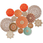 Anglechic 15 Pcs Boho Wall Basket Decor Woven Rattan Seagrass Wall Decor Hanging Rustic Farmhouse Western Art Decoration for Nursery Living Room Bedroom Home Kitchen(Orange Style) - style: Orange Style