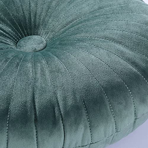 HLOVME Round Pillow Cushion for Couch Velvet Decorative Small Throw Pillow Solid Color for Living Room Bed Floor 13.7”, Orange - color: Orange