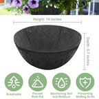 Riare 4 Pack 14 Inch Round Fabric Planter Basket Liner- Hanging Basket Liners Replacement Coco Fiber Liner Alternative for Hanging Basket Flowers (Prevent Birds from Nesting) - size: 14inch