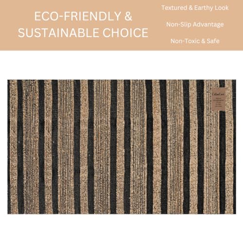 Area Rug Farmhouse 3x5 Feet - Hand Woven Jute Cotton Rug Bohemian Rustic Vintage - Non Slip Floor Rug for Bedroom Living Room Kitchen Dorm Entryway Hallway - Area Rug Natural Black - color: Natural Black, size: 3'x5'