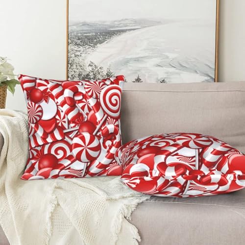 Christmas Candies Throw Pillow Covers 18 X 18 Inch Set of 2 Pillow Cases Decoration Cushion Cover for Sofa Bedroom Living Room Outdoor - color: Christmas Candies