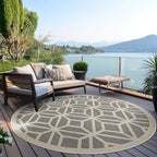 Rugshop Blue Contemporary Geometric Indoor/Outdoor Area Rug — Hose Washable for Living Room, Dining Room and Playroom, 8' Round - size: 8' x 8' (Rectangular)