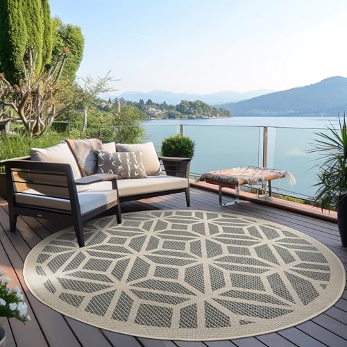 Rugshop Blue Contemporary Geometric Indoor/Outdoor Area Rug — Hose Washable for Living Room, Dining Room and Playroom, 8' Round - size: 8' x 8' (Rectangular)