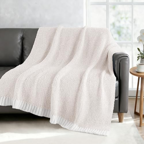 Exclusivo Mezcla Checkered Knit Throw Blanket, Ultra Soft and Warm Reversible Woven Blankets, Cozy Snuggly Throw for Couch Bed and Home Decor, Heather Camel, 50"x60" - color: Heather Camel, size: Throw (50"x60")