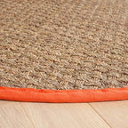 SAFAVIEH Area Rug 6' Round - Natural Fiber Collection - Natural & Rust, Seagrass, Basketweave Pattern with Border (NF114Y) - color: Natural/Rust, size: 6' (Round)