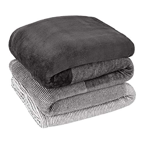 PAVILIA Gray Ombre Fleece Throw Blanket for Couch Sofa Bed, 60x80 Twin - color: Gradient - Charcoal, size: 60 x 80 Inches - Twin