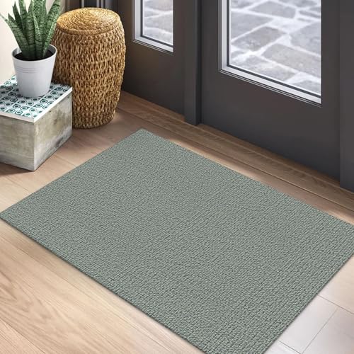 EARTHALL Washable Area Rug 2x3 Ft Non Slip Rugs for Entryway Braided Small Throw Rugs with Rubber Backing Door Mat Indoor Outdoor Entrance Rug for Kitchen Foyer Front Door, Green/Grey - color: Green/Grey, size: 2' x 3' (Rectangular)