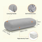 Yoga Bolster Pillow for Restorative & Yin Yoga - Meditation Pillow with Velvet Cover - Rectangular