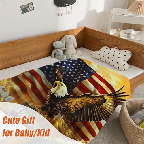 YeeJu Patriotic Throw Blanket for Kids Small 4th of July Memorial Day Fourth of July Blanket for Girls Boys Child Baby Couch Bed White Blue Star Blankets Independence Veteran Day Blanket 40x50 - color: Flag-12, size: 40"x50"