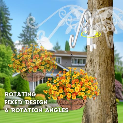 Outdoor Plant Hangers, 2 Pack 15.15 inch Swivel Plant Hooks for Wall Sturdy Wrought Iron Plant Hangers Outdoor, Hanging Plant Bracket Heavy Duty for Bird Feeders, Planters, Lanterns, Wind Chime,White - color: White - 2 Pack