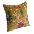 Creative Co-Op Cotton Blend Velvet Printed Pillow with Flowers and Mini Pom Pom Trim, Multicolor
