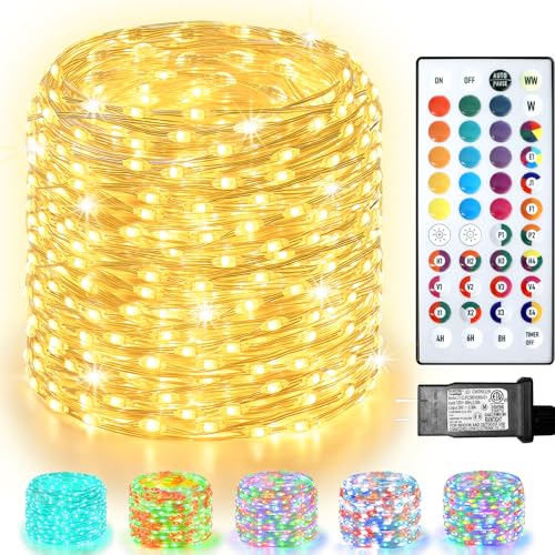 300 LED Fairy Lights Color Changing, 98 FT 35 Colors String Lights with Remote, 17 Single Color & 18 Holiday Colors, Christmas Twinkle Light Plug in for Bedroom Holiday Wedding Indoor Party Decor - size: 300LED/98FT (Adapter)