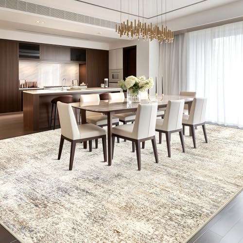 Capslpad 8x10 Abstract Area Rug, Non-Slip Washable Foldable Rug, Low Pile Ultra Soft Non-Shedding, Modern Beige Stain Resistant Large Rug for Living Room, Bedroom, Office, Dining, Room - color: Beige, size: 8' x 10' (Rectangular)