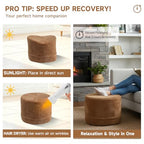 Tiita Pouf Ottoman and Foot Rest, Round Foam Stuffed Floor Pouf with Storag for Living Room, Brown - color: Round Brown