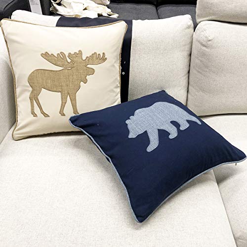 Navy Cotton Pillow Case Decorative Bear Pillow Cover for Sofa Cushions Covers 18x18 Inches (Navy) … - color: Bear-navy