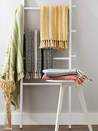 DII Braided Striped Decorative Throw Blanket, 50x60, Antique Green - color: Antique Green