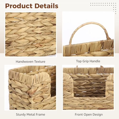 Magazine Holder Wall Basket Water Hyacinth Woven Mail Organizer | Wall Hanging Baskets Letters & Storage Decorative Mail Holder Magazine Rack Hanging Basket 11.8x4.3x7.9 Inch