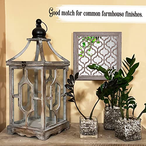 Yudarte 2pcs Set Square Moroccan Cutout Wall Mirror Decor - Farmhouse Rustic Decorative Mirrors for Bedroom Bathroom Living Room Kitchen Entryway 12x12 Inches - color: Barn Mirror Style B2