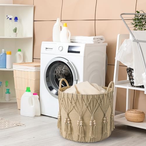 Blanket Basket for Living Room Decor Storage Basket for Toy Organizer Boho Decor Baskets for Modern Farmhouse Decor Small Laundry Basket for Bedroom and Laundry Room Organization,Natural - color: Natural