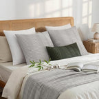 a moment 2 Pack Bamboo Fiber Pillow Covers - Waffle Weave, Ultra Soft & Breathable, Skin-Friendly Cotton Throw Pillow for Couch, Sofa, Bedroom Living Room 18x18 Inch Grey - color: Grey, size: 18" x 18" (Pack of 2)