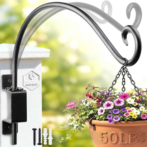 Lifyzoon Swivel Bird Feeder Hanger Hook: 12 Inch Swivel Hanging Plant Bracket, 50lbs Weight Capacity - Heavy Duty Outdoor Hooks for Hanging Bird Feeders, Flower Baskets, Lanterns, Wind Chimes - size: 12 Inch
