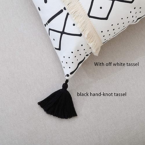 GALMAXS7 Boho Throw Pillow Covers 18 x 18 Set of 4 - Modern Stripe Geometric Farmhouse Decorative Pillow Cover Sets for Pillows - Couch Sofa Bed,Faux Leather Black and White Pillow Covers - color: Boho-4 Pack, size: 18" x 18" (Pack of 4)