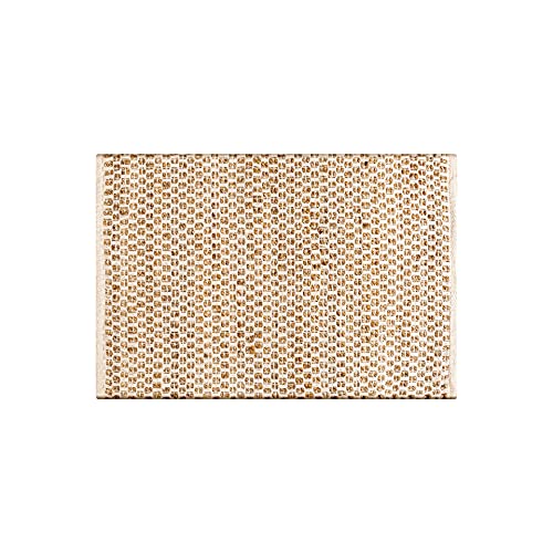 Ramanta Home Jute Cotton Rug 24x36 Inches Natural White, Handwoven Small Farmhouse Honeycomb Artistic Design Floor Rugs for Kitchen, Bedroom, Living Room, Entrance | Accent Reversible for Home Décor - color: Natural, size: 24x36 Cotton Jute Rugs