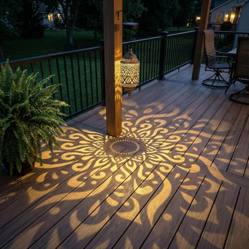 Twinkya Hanging Solar Lights Outdoor Garden Decor, Decorative Waterproof Metal Moroccan Solar Lantern Lamp, Outside Decorations for Patio Yard Porch Backyard Decor, Gardening Gifts for Women Mom - color: Retro Gold, size: 1pack
