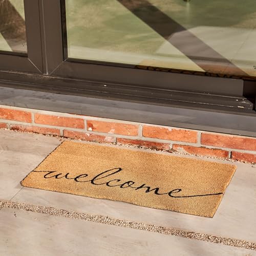 KANKUN Coco Coir Door Mat with Heavy Duty Backing, Welcome Doormat (17" x 30"), Doormat Entrance (Welcome1-1Pack) - color: Welcome1 - 1pack