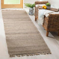 SAFAVIEH Natural Fiber Collection Runner Rug - 2'6" x 6', Grey, Handmade Boho Fringe Woven Jute, Ideal for High Traffic Areas in Living Room, Bedroom (NF368C) - color: Grey, size: 2'6" x 6' (Runner)