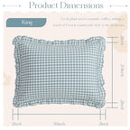 KKJIAF 2 Pcs Plaid Ruffle Pillow Case King Size, Cotton Gingham Ruffled Euro Sham Pillow Covers 20x36 Inch, Linen Feel Plaid Bed Pillow Shams with Envelope Closure for Sofa Bed (Dusty Blue Plaid) - color: Dusty Blue Plaid, size: 36" x 20" (Pack of 2)