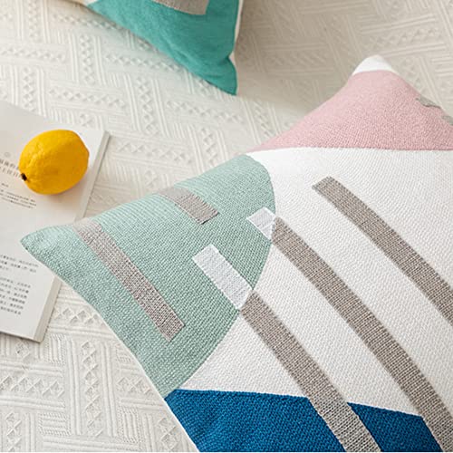 Boho Abstract Tufted Throw Pillow Cover Geometric Embroidered Decorative Pillowcase Farmhouse Cotton Square Accent Cushion Cover for Sofa Couch Bedroom (Type F,18"x18") - color: Type F, size: 18" x 18" (Pack of 1)