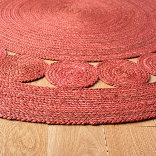 SAFAVIEH Area Rug 6' Round - Natural Fiber Collection - Rust, Handmade Jute, Boho Farmhouse Braided Design (NF364P) - color: Rust, size: 6' (Round)