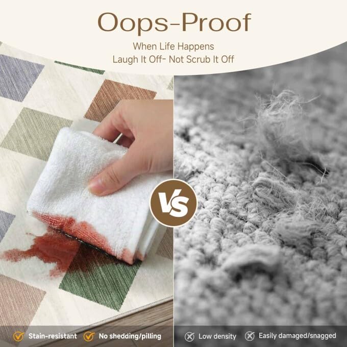 PureCozy Machine Washable 2x3 Area Rugs for Entryway Modern Soft Checkered Indoor Door Mats Non-Slip Stain Resistant Low Pile Accent Small Rug for Bedroom Kitchen Laundry Entrance - color: Checkered Colorful, size: 2' x 3' (Rectangular)
