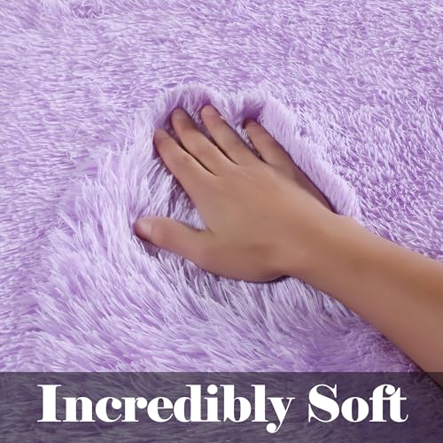 ONASAR Light Purple Runner Rugs for Bedroom Living Room, Fluffy 2x6 Bedside Hallway Area Rug, Ultra Soft Plush Furry Faux Fur Non Slip Floor Carpet for Nursery Kids Dorm Closet Home Decor Aesthetic - color: Light Purple, size: 2' x 6' (Runner)