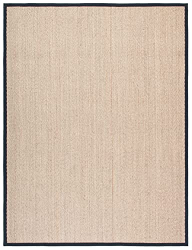 SAFAVIEH Area Rug 8x10 - Natural Fiber Collection - Large - Natural & Black, Seagrass, Herringbone Pattern (NF115C) - color: Natural/Black, size: 8' x 10' (Rectangular)