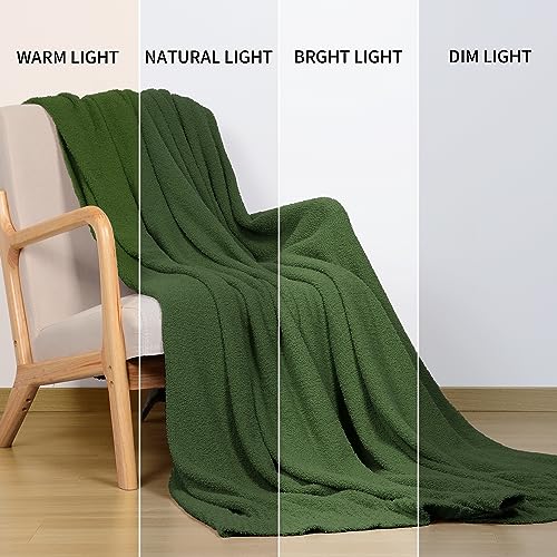 JOOJA Dark Green Blanket Warm Queen Size Fuzzy Knitted Oversized Luxury Bed Blankets, Soft Throw for Bed, Lightweight Plush for Cozy Nights (Dark Green, 90x90) - color: Dark Green, size: 90x90