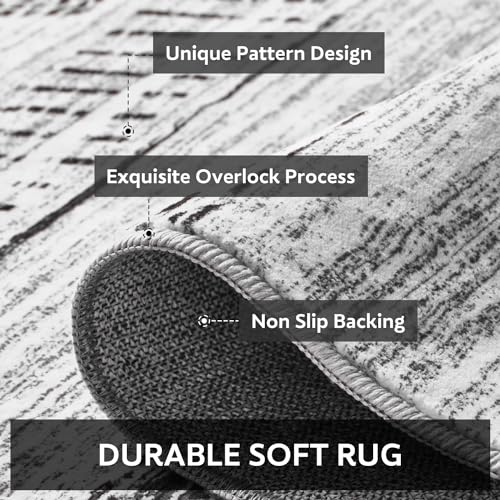 4x6 Area Rugs for Living Room Machine Washable Rug Distressed Indoor Carpet Neutral Moroccan Boho Rug Ultra Soft Area Rug for Bedroom Dining Room Playroom Office, Black - color: Black, size: 4' x 6' (Rectangular)