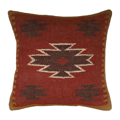 Handmade Jute Wool Kilim Pillow Cover Indian Tribal Cushion Bohemian Throw Pillow for Sofa Chair Bed Vintage Rustic Living Room Decor - color: Multi 14