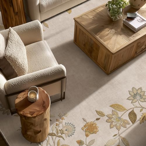 2x3 Washable Small Rugs for Entryway: Floral Door Mat Indoor Entrance Non Slip Rubber Backed Low Pile Soft Throw Area Rugs for Bedroom Kitchen Front Door Indoor Entrance Foyer Entry Farmhouse - color: Edge Floral Beige White, size: 2' x 3' (Rectangular)
