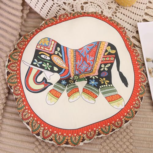 Boho Floor Cushion - 16x16 Inch Round Plush Mat for Extra Comfort, Reversible Dense Padding with Breathable Fabric, Versatile Chair and Meditation Cushion for Home Office Bedroom Lounge Décor - color: A