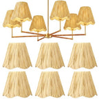 Tuanse 6 Pcs Boho Raffia Lamp Shade Burlap Clip on Lamp Shade Empire Style Chandelier 3" x 6" x 5" Rustic Barrel Lighting Cover for Kitchen Island Dining Living Room Table Wall Chandelier - color: Beige, size: Raffia, style: Bohemian