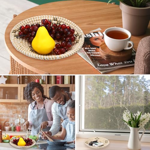 uxcell Bohemian Wall Basket Decor Set, Straw Wall Decor, Wall Hanging Decor, Hanging Woven Wall Basket, Wicker Wall Decor (3pcs)