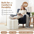 Tiita Floral Pouf Ottoman, Foot Stools Ottoman with Foam Chunk Filling, Puff Foot Rest for Couch, Living Room, Kids Room, Cream - color: Flower Beige