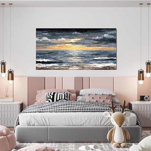 Canvas Wall Art Decor Wall Art Pictures for Living Room Abstract Coastal Wall Art Prints Modern Landscape Wall Art Decorations Abstract Canvas Art Wall Decor Bedroom Office Decor 20" X 40" - color: JYR-01R, size: 40"L x 20"W