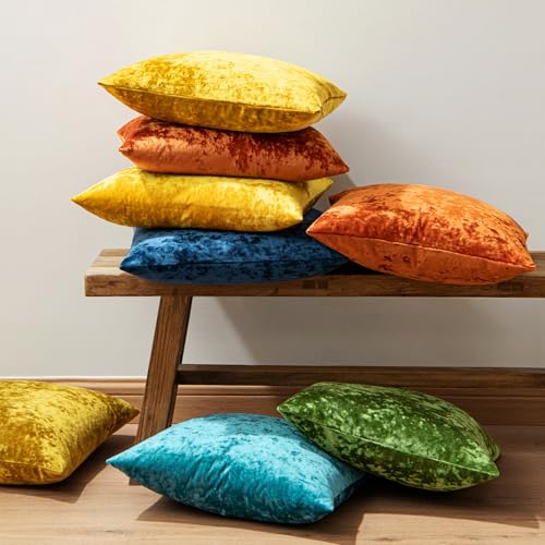 MIULEE Velvet Throw Pillow Covers Set of 2, Soft Neutral Decorative Pillow Cases with Luxurious Textured Vintage Cushion Covers for Home Decor Couch Sofa Bed,Burnt Orange 18x18 inch - color: Burnt Orange, size: 18" x 18" (Pack of 2)