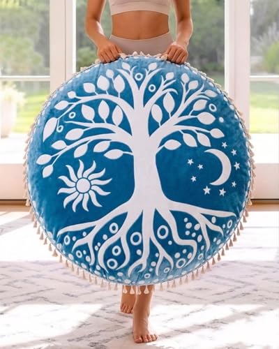 Hihealer Meditation Cushion, Large Velvet Floor Pillow for Yoga, Meditation & Mindfulness, Supportive Memory Foam Bolster (Blue) - color: Blue