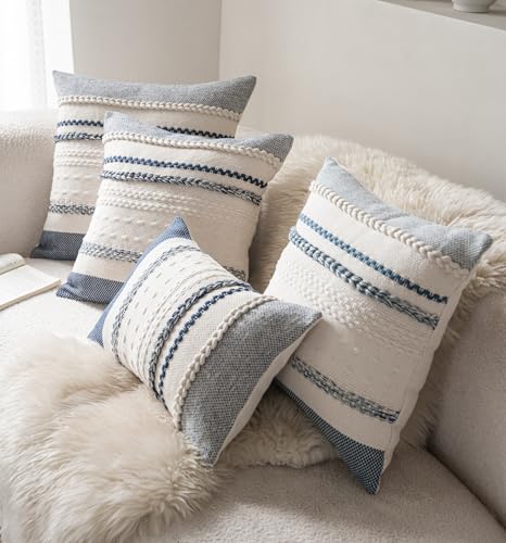 Cethom Boho Lumbar Pillow Covers 14x36 Inch Long, Navy Blue Textured Decorative Couch Pillow Cases for Farmhouse Home Decor, Accent Cushion Cover for Sofa, Bed, Living Room, Bedroom, Pack of 1 - color: Navy Blue, size: 36" x 14" (Pack of 1)